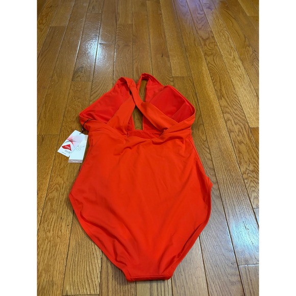 New Calia Cutout Halter One Piece Swimsuit Fresh Red Lycra Sport Size 10 $88 - Picture 10 of 12